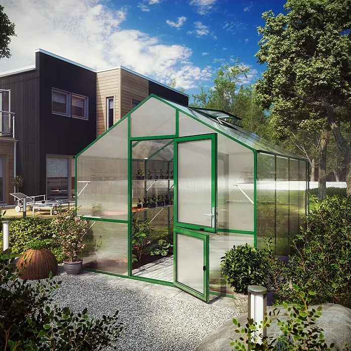 KGT Gewächshaus Lilie III - Polycarbonat, 10 mm, Moosgrün