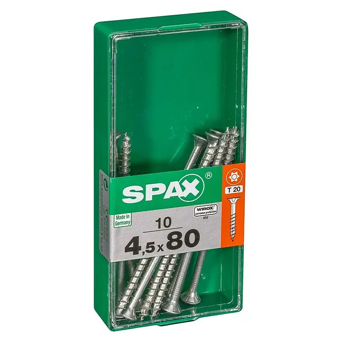 Spax Holzbauschraube TX T-Star plus - Durchmesser: 4,5 mm, Länge: 80 mm, Senkkopf, T-Star plus, Für multifunktionale Anwendungen im Innenbereich - Linke Seitenansicht