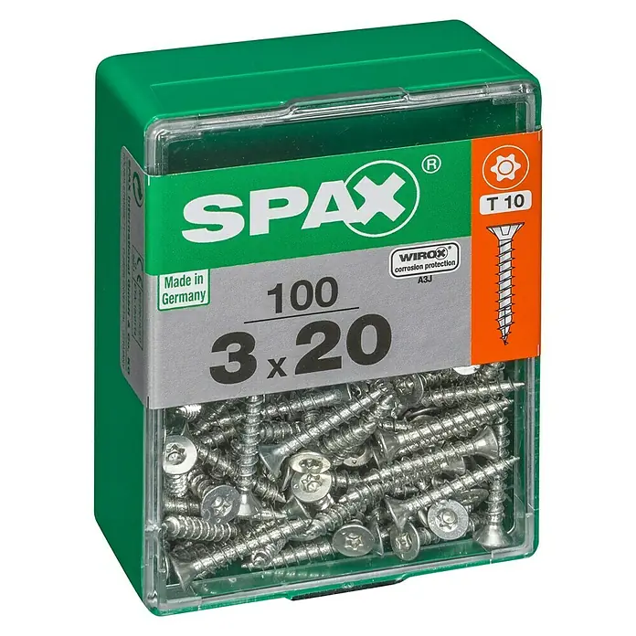 Spax Universalschraube T-Star plus - Ø x L: 3 x 20 mm, WIROX Oberfläche, T-Star plus, 100 Stk. - Linke Seitenansicht