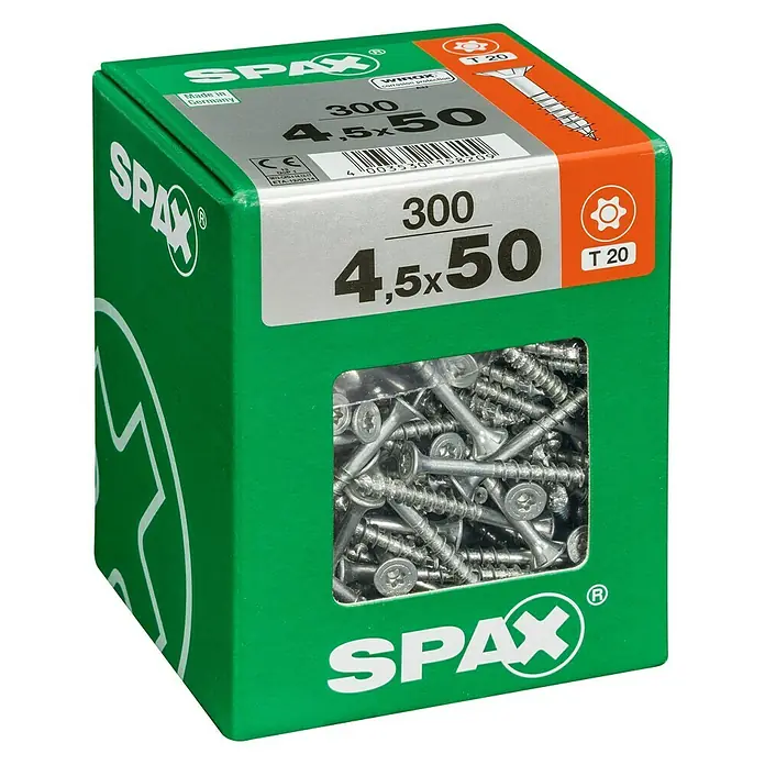 Spax Vijak za drvo torx T-Star plus - Promjer: 4,5 mm, Duljina: 50 mm, Upuštena glava, T-Star plus, Multifunkcionalna primjena u zatvorenom - Pogled s lijeve strane
