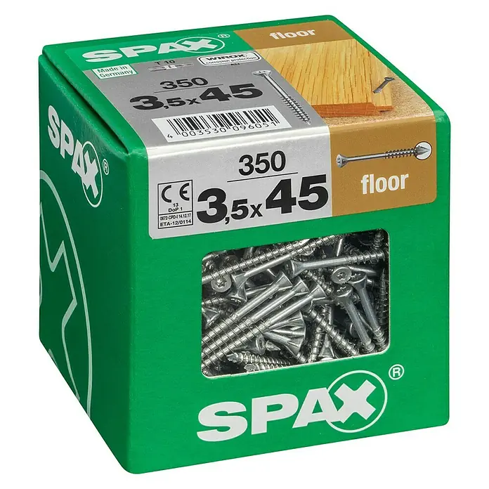 Spax Dielenschraube T-Star plus - Ø x L: 3,5 x 45 mm, WIROX Oberfläche, 350 Stk., Teilgewinde - Linke Seitenansicht