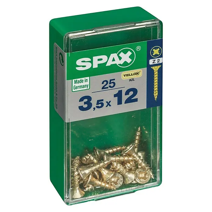 Spax Univerzalni vijak - 3,5 x 12 mm, Puni navoj, 25 kom - Pogled s lijeve strane