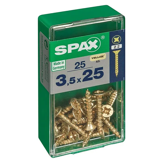 Spax Univerzalni vijak - 3,5 x 25 mm, Puni navoj, 25 kom - Pogled s lijeve strane