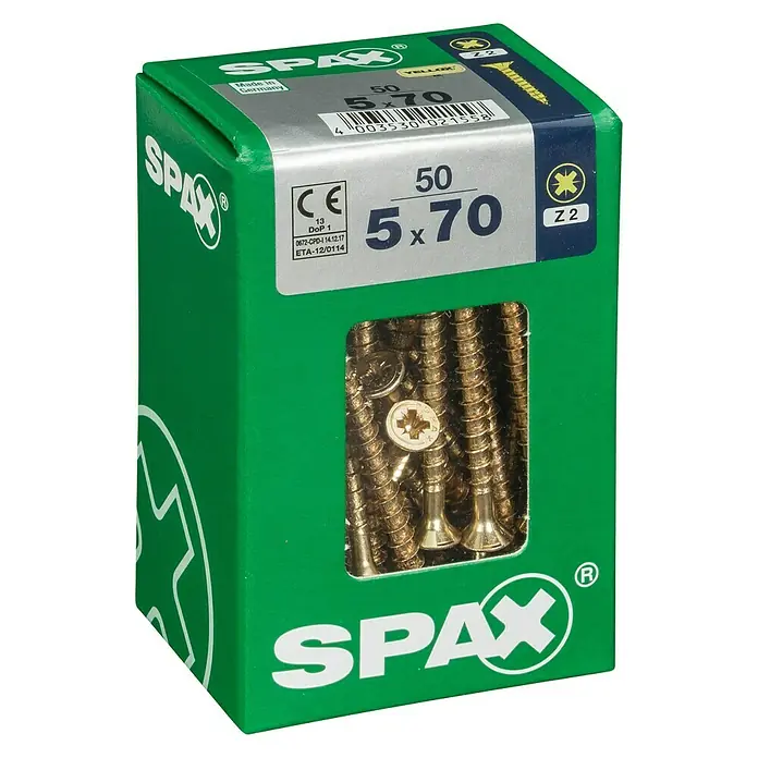 Spax Univerzalni vijak - 5 x 70 mm, Puni navoj, 50 kom - Pogled s lijeve strane