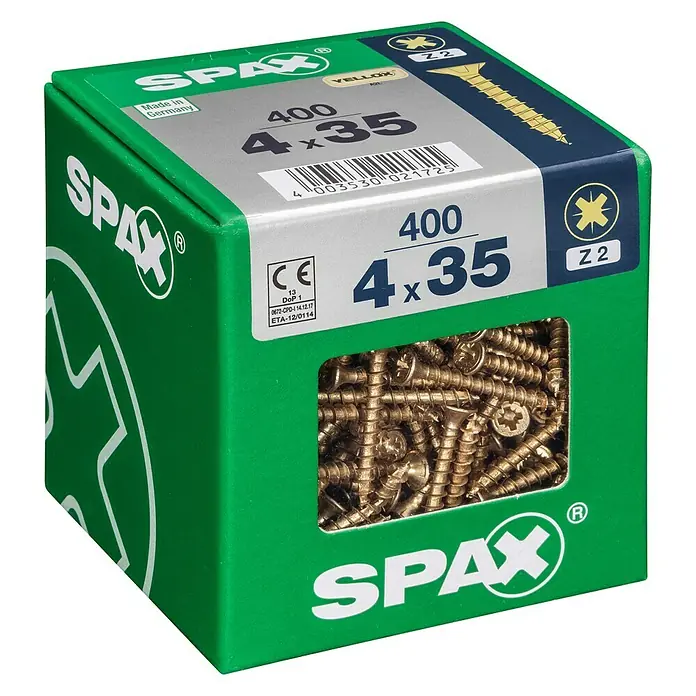 Spax Univerzalni vijak - 4 x 35 mm, Puni navoj, 400 kom. - Pogled s lijeve strane