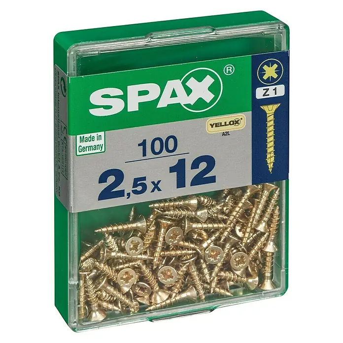 Spax - 2,5 x 12 mm, Puni navoj, 100 kom - Pogled s lijeve strane