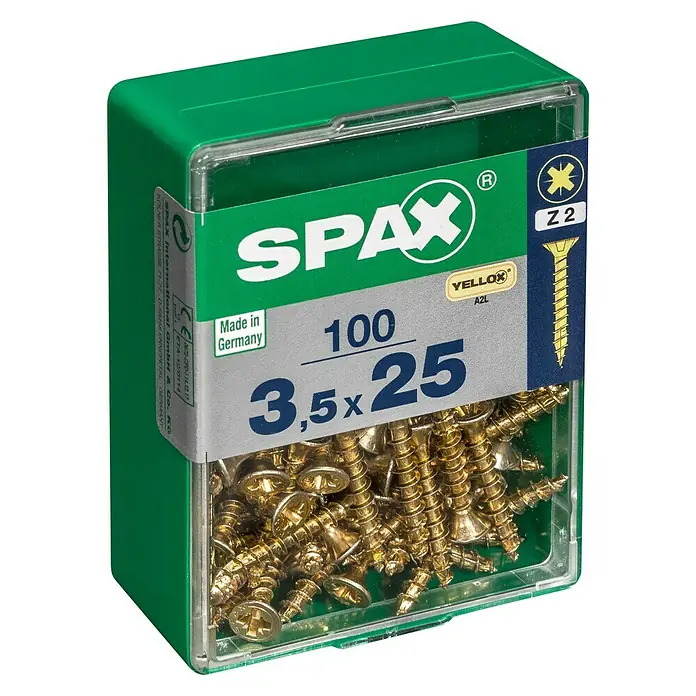 Spax Univerzalni vijak - 3,5 x 25 mm, Puni navoj, 100 kom - Pogled s lijeve strane