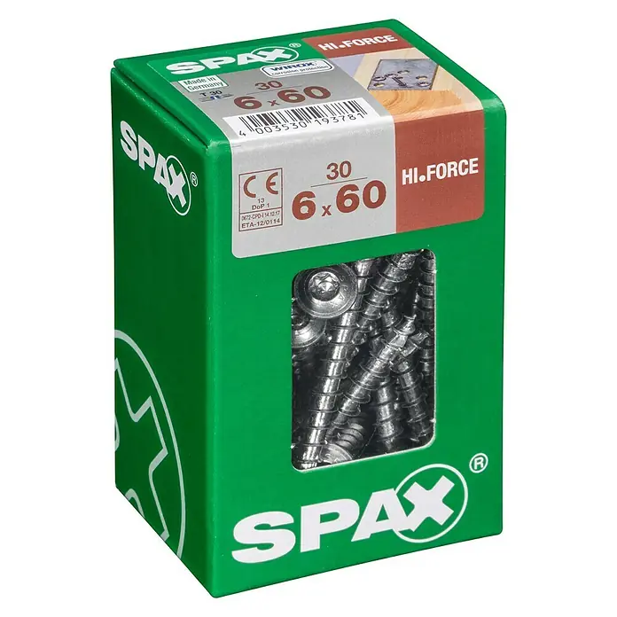 Spax Tellerkopfschraube HI FORCE - Ø x L: 6 x 60 mm, WIROX Oberfläche, T-Star plus, 30 Stk. - Linke Seitenansicht