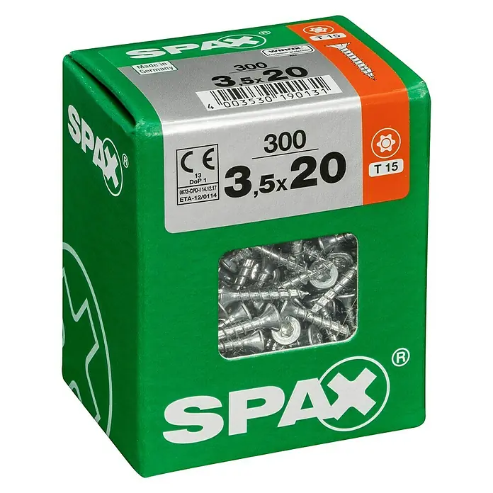 Spax Universalschraube T-Star plus - Ø x L: 3,5 x 20 mm, WIROX Oberfläche, T-Star plus, 300 Stk. - Linke Seitenansicht