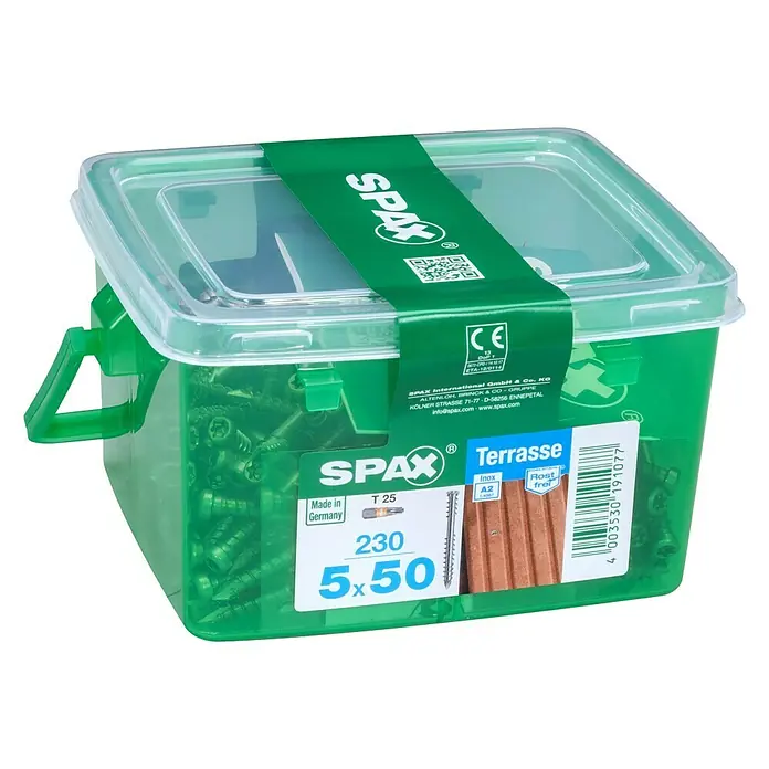 Spax Vijak za terasu T-Star Plus - Ø x D: 5 x 50 mm, Nehrđajući plemeniti čelik A2, Neobojeno, 230 kom. - Pogled s lijeve strane