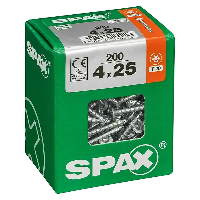 Spax Universalschraube T-Star plus - Ø x L: 4 x 25 mm, WIROX Oberfläche, T-Star plus, 200 Stk. - Linke Seitenansicht