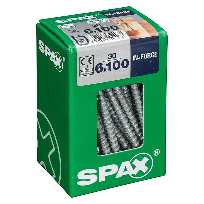 Spax Holzschraube IN.FORCE - Ø x L: 6 x 100 mm, WIROX Oberfläche, T-Star plus, 30 Stk. - Linke Seitenansicht