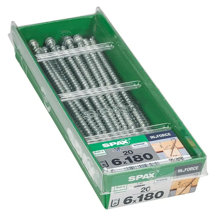 Spax Holzschraube IN.FORCE - Ø x L: 6 x 180 mm, WIROX Oberfläche, T-Star plus, 20 Stk. - Linke Seitenansicht