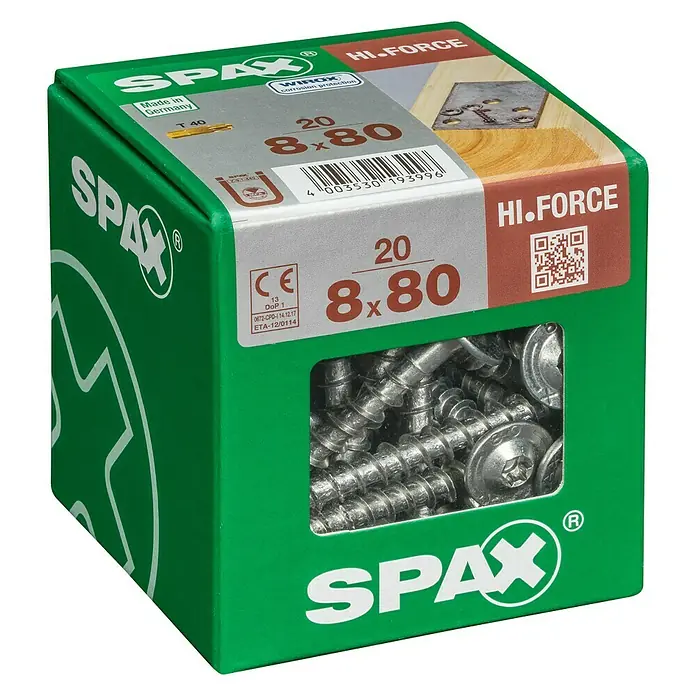 Spax Vijak s ravnom glavnom HI.FORCE - Ø x D: 8 x 80 mm, Površina WIROX, T-Star plus, 20 kom