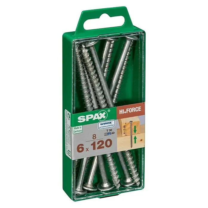 Spax Vijak s ravnom glavnom HI.FORCE - Ø x D: 6 x 120 mm, Površina WIROX, T-Star plus, 8 kom - Pogled s lijeve strane