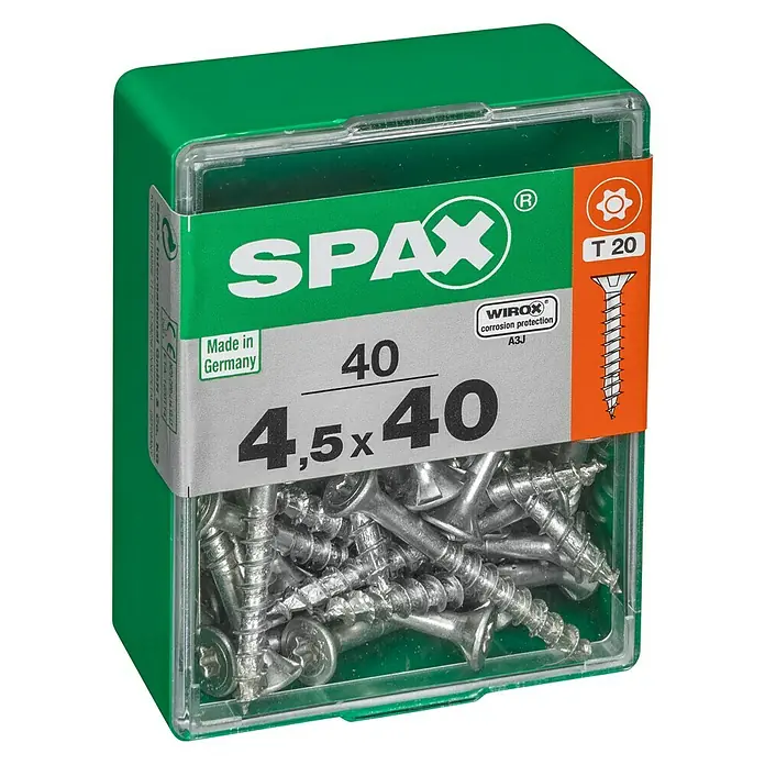 Spax Vijak za drvo torx T-Star plus - Promjer: 4,5 mm, Duljina: 40 mm, Upuštena glava, T-Star plus, Multifunkcionalna primjena u zatvorenom - Pogled s lijeve strane