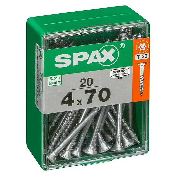 Spax Universalschraube T-Star plus - Ø x L: 4 x 70 mm, WIROX Oberfläche, T-Star plus, 20 Stk. - Linke Seitenansicht