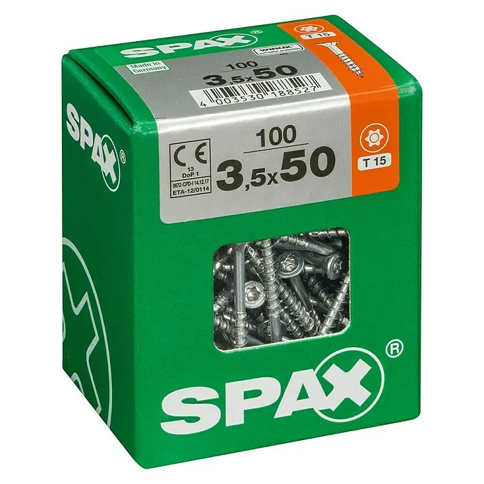 Spax Universalschraube T-Star plus - Ø x L: 3,5 x 50 mm, WIROX Oberfläche, T-Star plus, 100 Stk. - Linke Seitenansicht