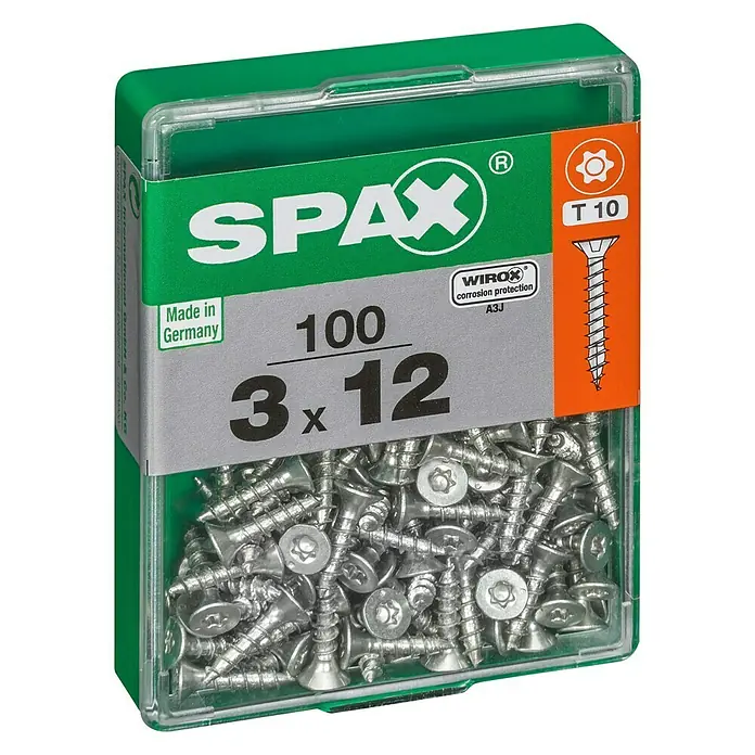 Spax Universalschraube T-Star plus - Ø x L: 3 x 12 mm, WIROX Oberfläche, T-Star plus, 100 Stk. - Linke Seitenansicht