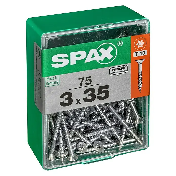 Spax Universalschraube T-Star plus - Ø x L: 3 x 35 mm, WIROX Oberfläche, T-Star plus, 75 Stk. - Linke Seitenansicht