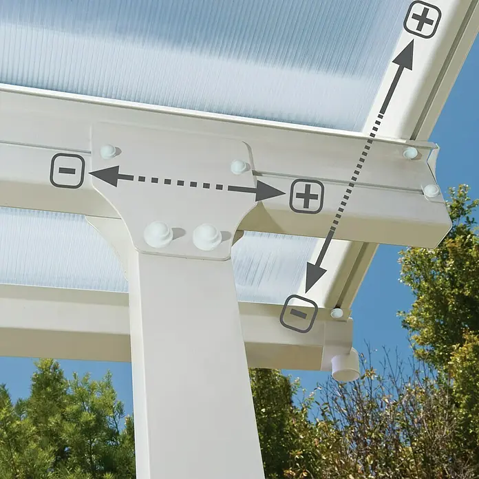 Nadstrešnica za terasu Tuscany LED - Dubina: 3 m, Š x V: 5,46 x 2,1 m, Bijele boje - Detaljan prikaz