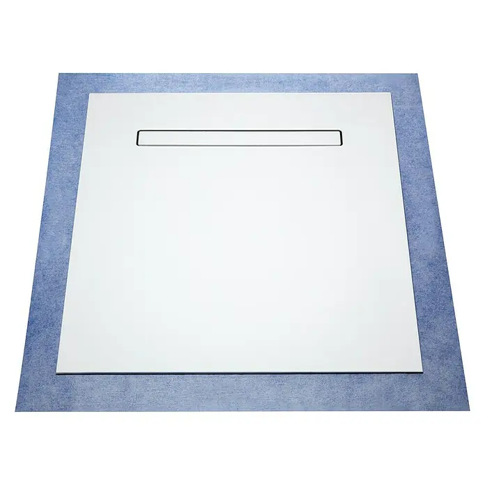 Camargue Duschelement Flat E - 90 x 90 cm, Mineralwerkstoff, Ablauf: Waagerecht, Weiß - Ansicht von oben