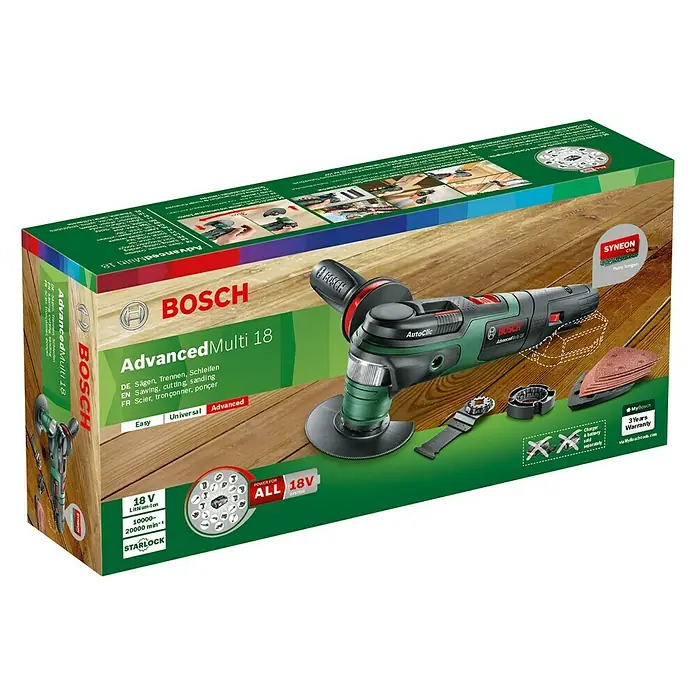 Bosch 18 V Power for All Akku-Multifunktionswerkzeug Advanced Multi 18 - 18 V, Ohne Akku, Leerlaufdrehzahl: 10.000 U/min - 20.000 U/min - Diagonale Ansicht