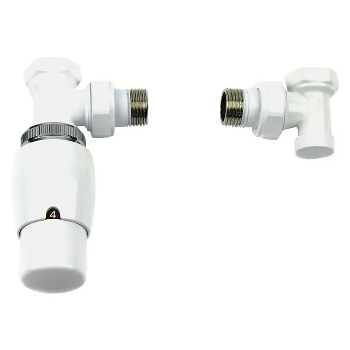 Ximax Thermostatventil-Set Elegant - ½″, Eck, Klemmbefestigung (15 mm), Weiß - Rechte Seitenansicht