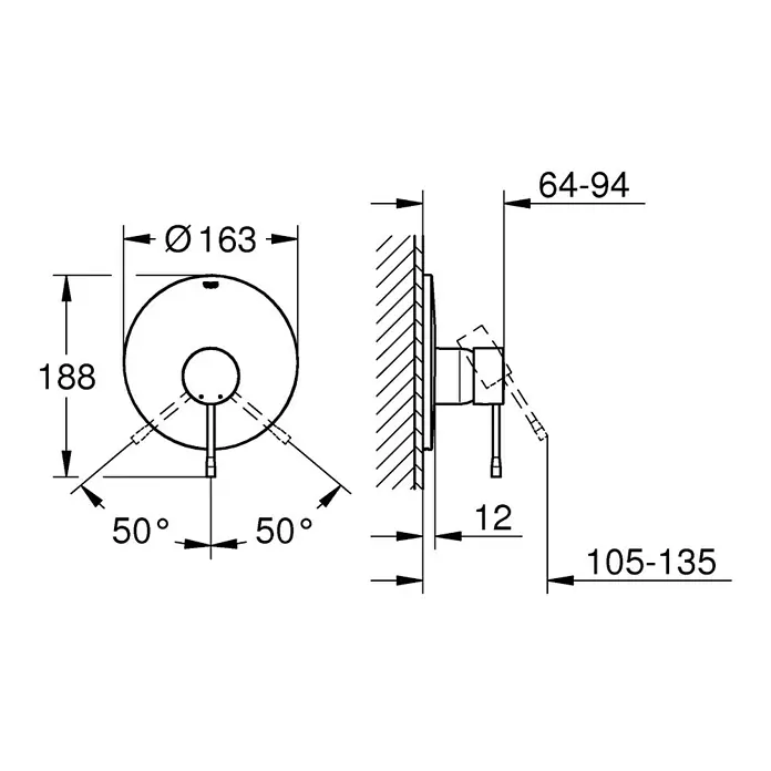 Grohe Essence UP-Brausearmatur - Chrom, Glänzend
