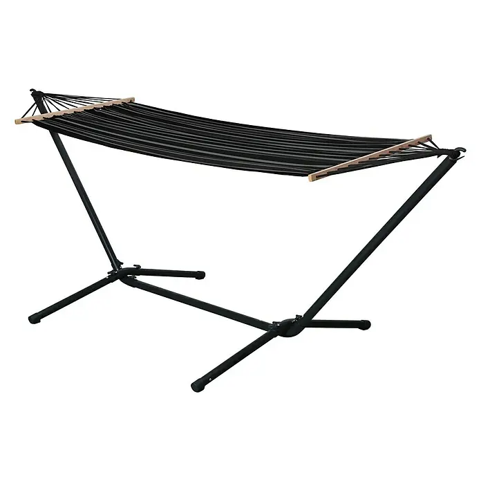 Hängematten-Set - 300 x 120 x 105 cm, Grau/Schwarz