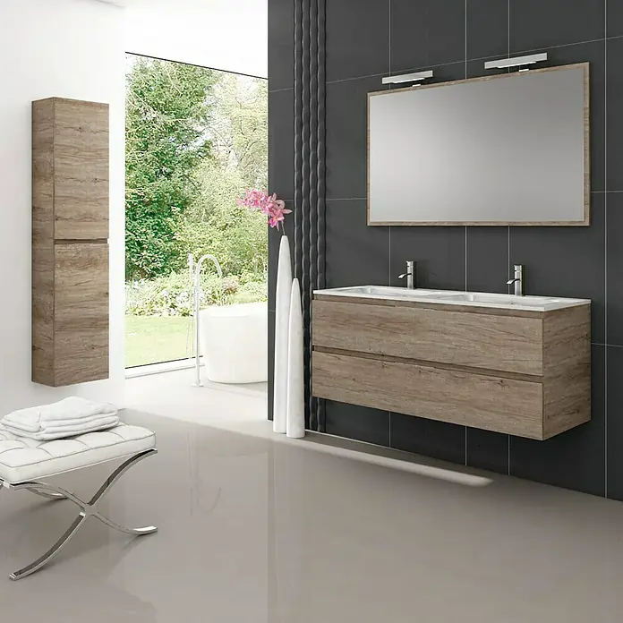 Camargue Mueble de lavabo Módena - 45 x 120 x 50 cm, Nebraska gris