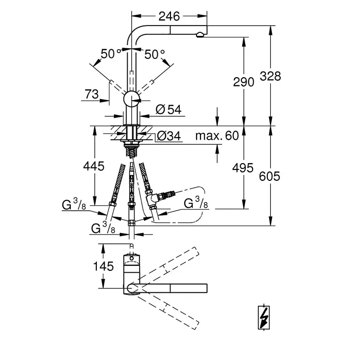Grohe Spültischarmatur Minta - Niederdruck, Chrom, Ausziehbare Laminarbrause