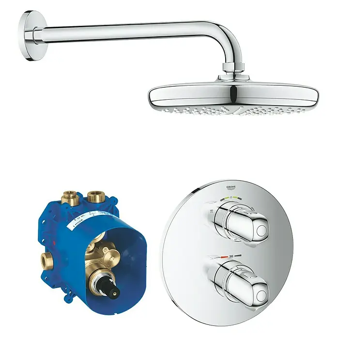 Grohe Duschsystem Grohtherm 1000 - Anzahl Strahlarten: 1 Stk., Chrom - Vorderansicht