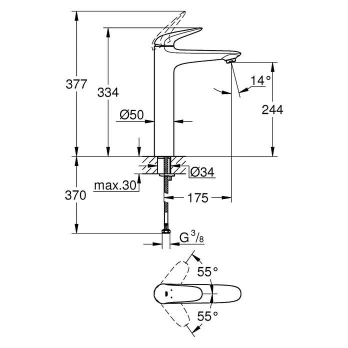 Grohe Eurostyle Solid Waschtischarmatur XL-Size - Weiß