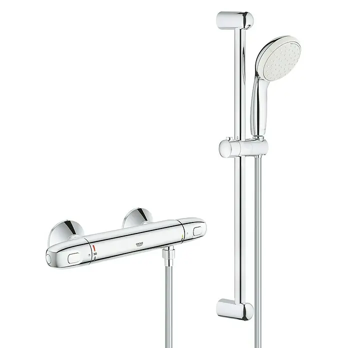 Grohe Brause-Set Grohtherm 1000 - Lochabstand: 62 cm, Chrom - Vorderansicht