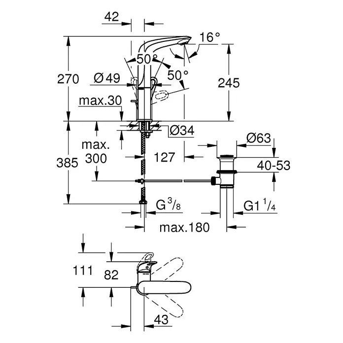 Grohe Eurostyle Waschtischarmatur L-Size - Weiß