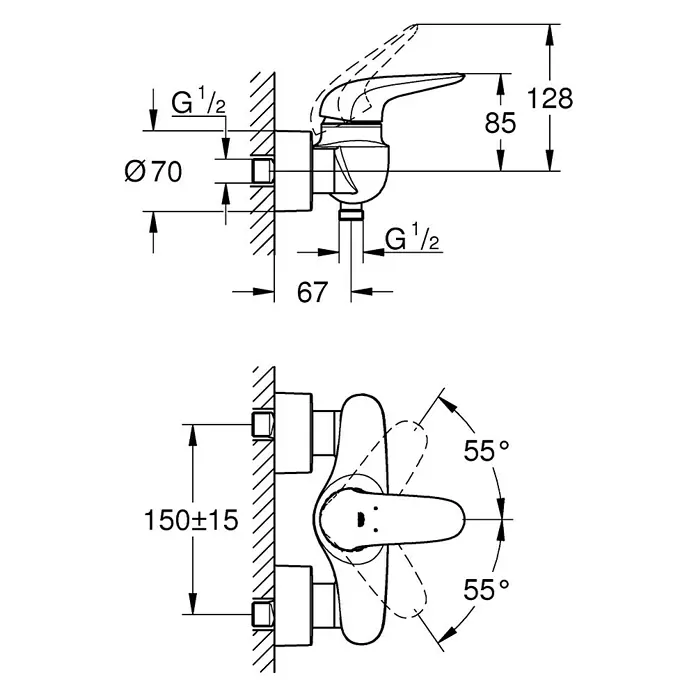 Grohe Eurostyle Solid Brausearmatur - Weiß, Glänzend