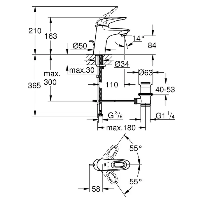 Grohe Eurostyle Waschtischarmatur S-Size - Weiß