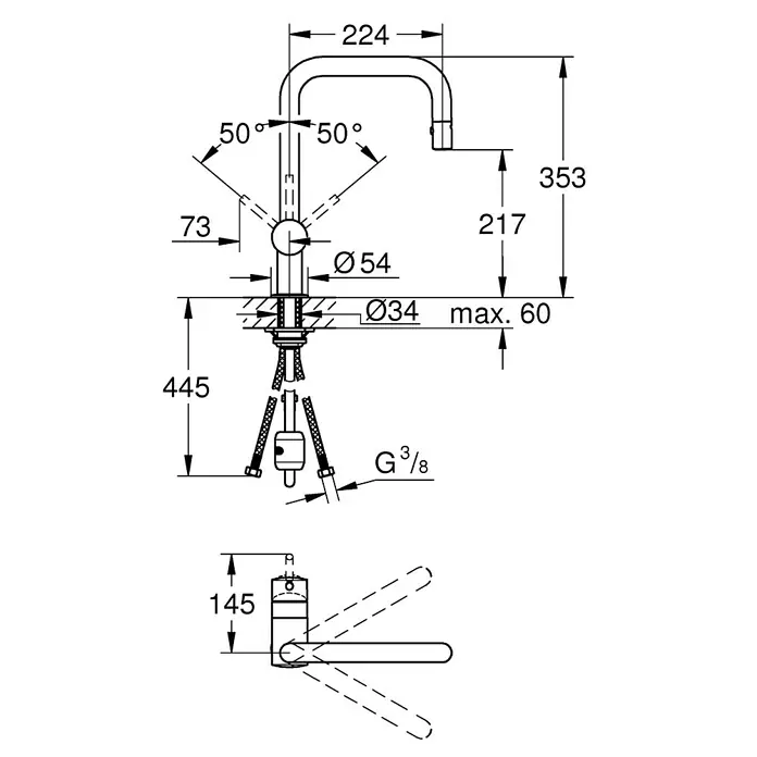 Grohe Spültischarmatur Minta - Chrom, Glänzend, Ausziehbare Laminarbrause