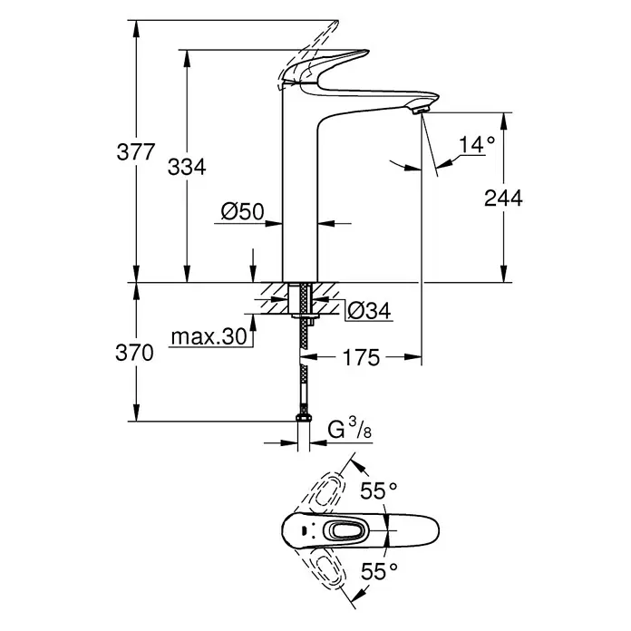 Grohe Eurostyle Waschtischarmatur XL-Size - Weiß