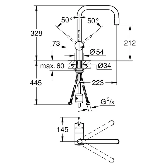 Grohe Spültischarmatur Minta - Chrom, Glänzend, Ausziehbare Mousseurbrause
