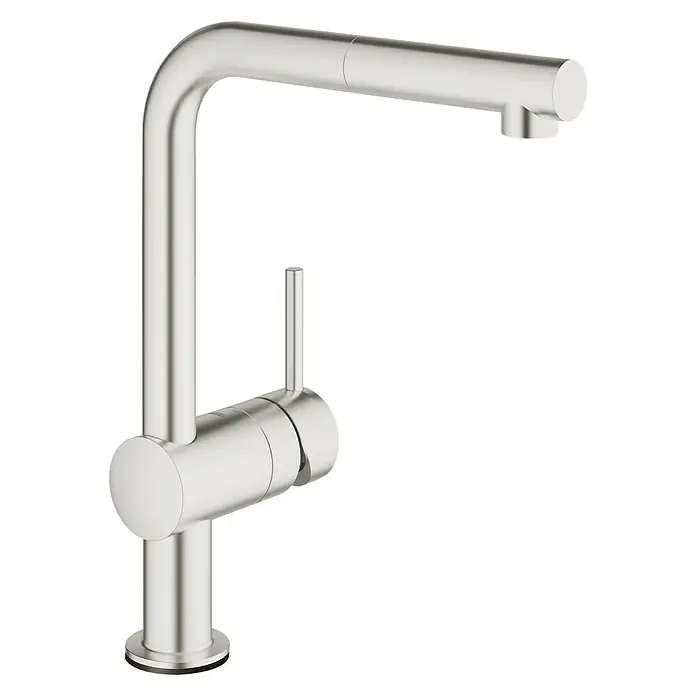 Grohe Spültischarmatur Minta Touch - Touch-Wasseraktivierung, Edelstahl, Matt - Vorderansicht