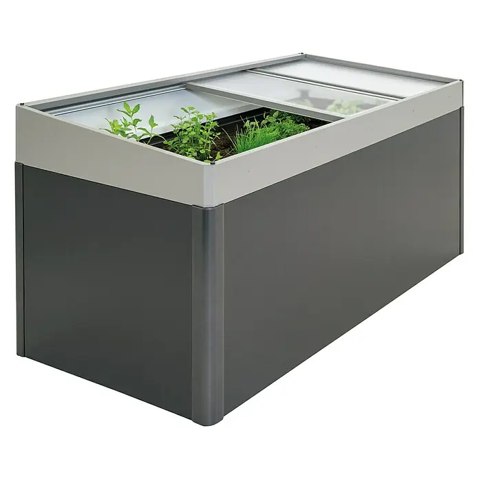 Biohort Frühbeet-Aufsatz - Passend für: Biohort Hochbeet Gr. 2x1, Quarzgrau Metallic - Vorderansicht