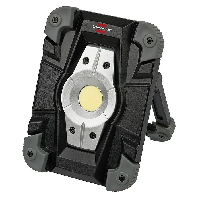 Brennenstuhl LED-Akkustrahler - Leistung: 10 W, Schwarz, IP54, Tageslichtweiß, Li-Ionen - Vorderansicht
