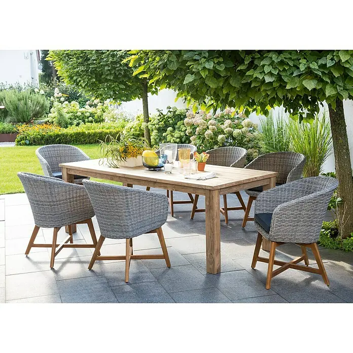 Sunfun Pauline Gartensessel - Bambus Grey, Anthrazit, Naturbraun, Polyrattan, Breite: 62 cm