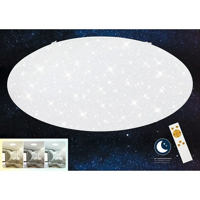 Prisma Leuchten LED-Deckenleuchte Sternendekor - 80 W, Weiß, Warmweiß