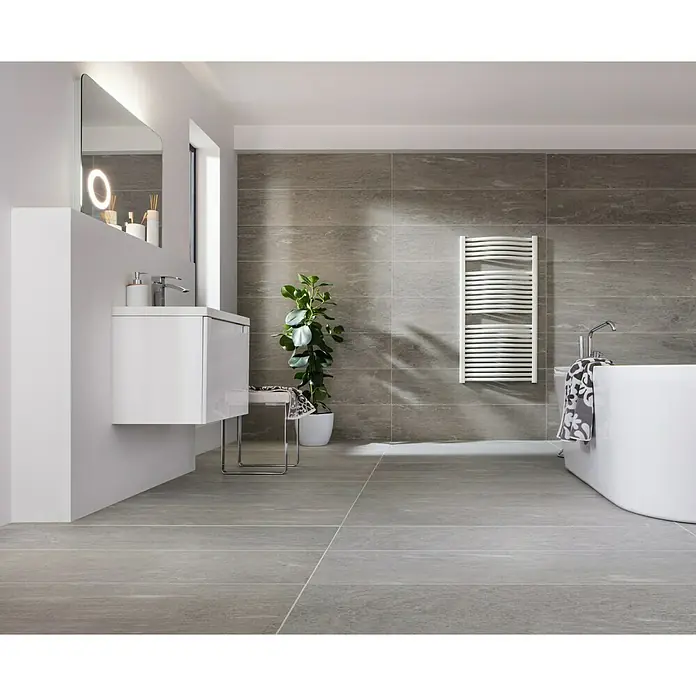 Marazzi Feinsteinzeugfliese Davos - 30 x 120 cm, Greige, Matt - Stimmungsaufnahme