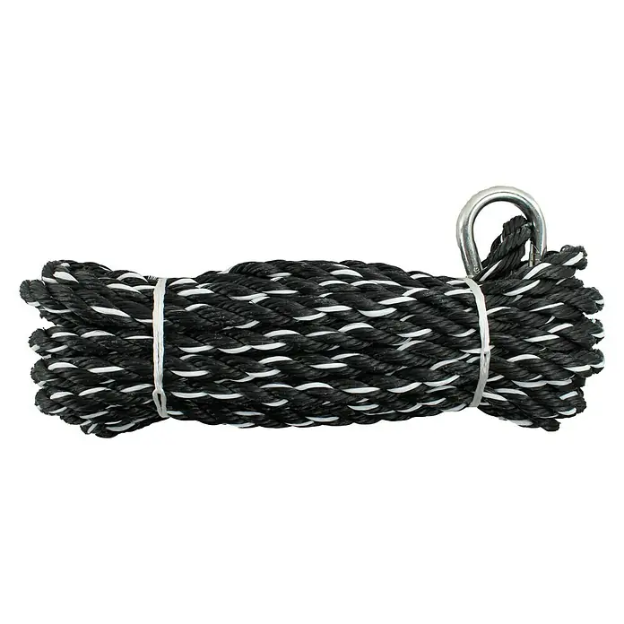 Stabilit PP-touw - Ø x l: 14 mm x 10 m, Brandweer-karabijnhaak, Zwart/Wit