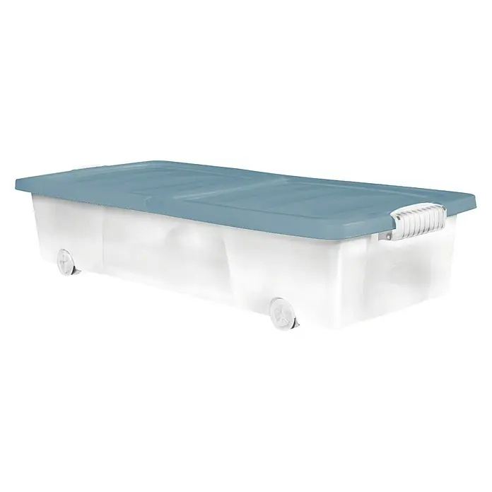 Unterbett-Rollenbox Undercover - L x B x H: 37,8 x 79,3 x 17,5 cm, Geteilter Deckel, Blau/Grün/Pink oder Braun