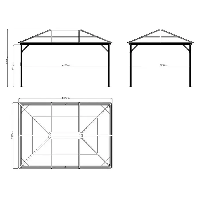 Sojag Pavillon Verona 10 x 14 - 423 x 298 x 261 cm, Anthrazit